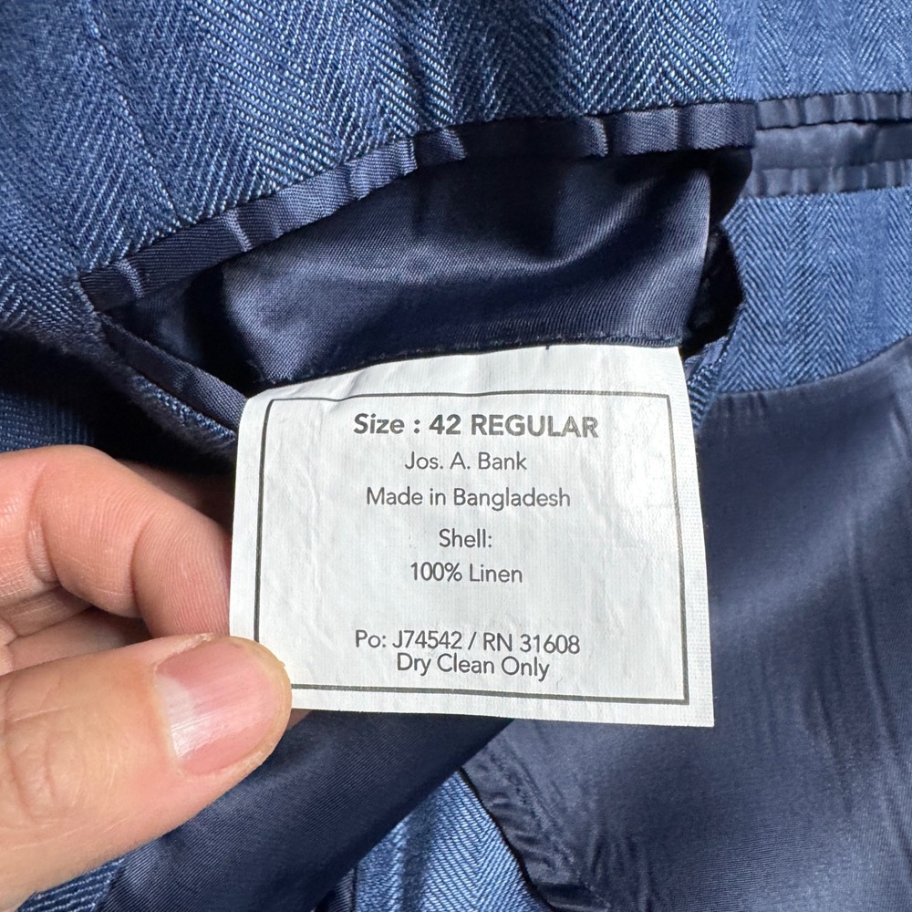 Jos. A. Bank Navy Blue Linen Sport Coat Blazer - Picture 4 of 9
